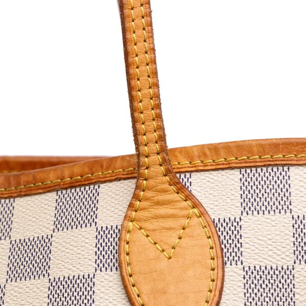 Pre-owned Louis Vuitton Damier Azur Neverfull MM White