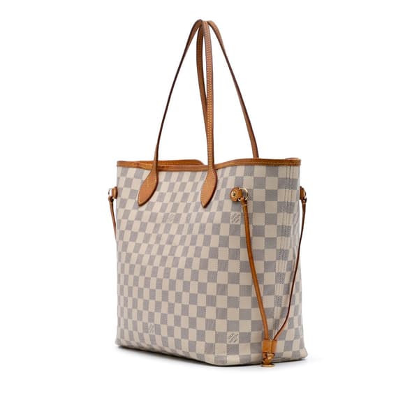 Pre-owned Louis Vuitton Damier Azur Neverfull MM White