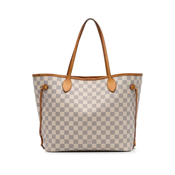 Pre-owned Louis Vuitton Damier Azur Neverfull MM White