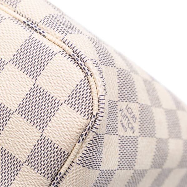 Pre-owned Louis Vuitton Damier Azur Neverfull MM White