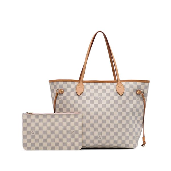 Pre-owned Louis Vuitton Damier Azur Neverfull MM White