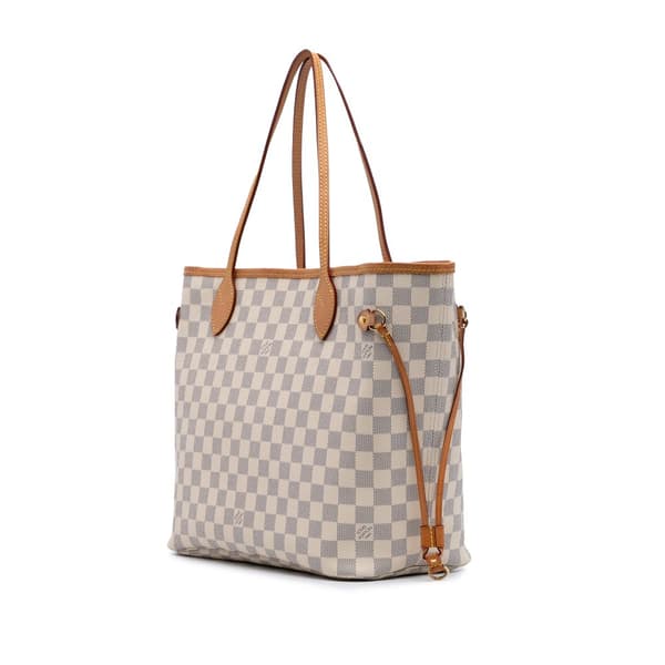 Pre-owned Louis Vuitton Damier Azur Neverfull MM White