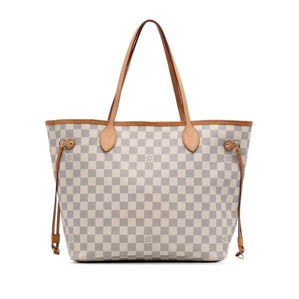 Pre-owned Louis Vuitton Damier Azur Neverfull MM White