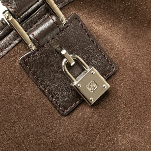 Pre-owned LOEWE Suede Fusta 28 Tote Brown