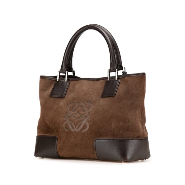 Pre-owned LOEWE Suede Fusta 28 Tote Brown