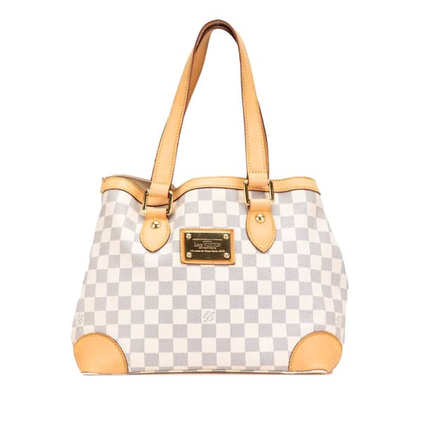 Pre-owned Louis Vuitton Damier Azur Hampstead PM White