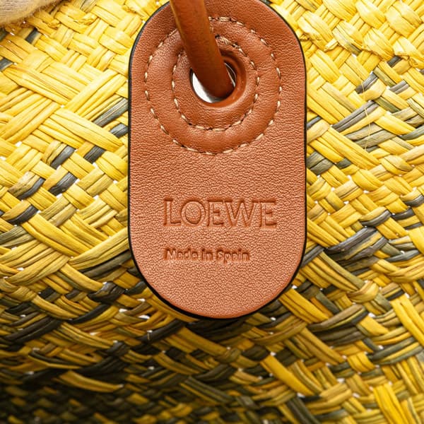 Pre-owned LOEWE Paula Ibiza Small Anagram Degrade Raffia Basket Tote Yellow