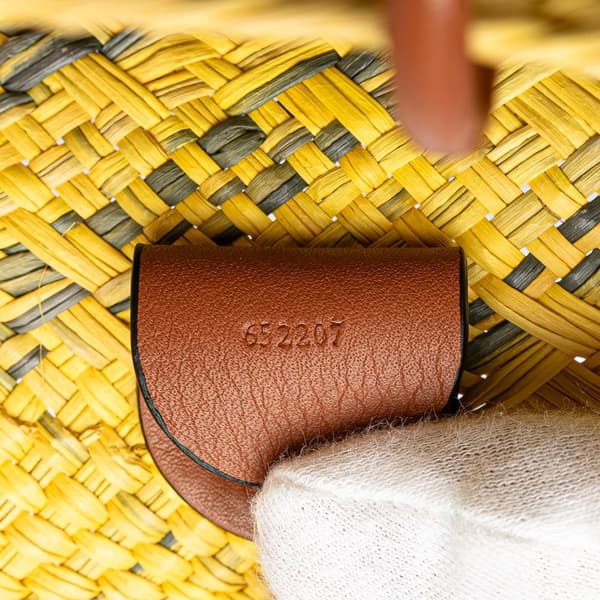 Pre-owned LOEWE Paula Ibiza Small Anagram Degrade Raffia Basket Tote Yellow