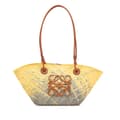 Miniatyrbillede 1 af 10: Pre-owned LOEWE Paula Ibiza Small Anagram Degrade Raffia Basket Tote Yellow