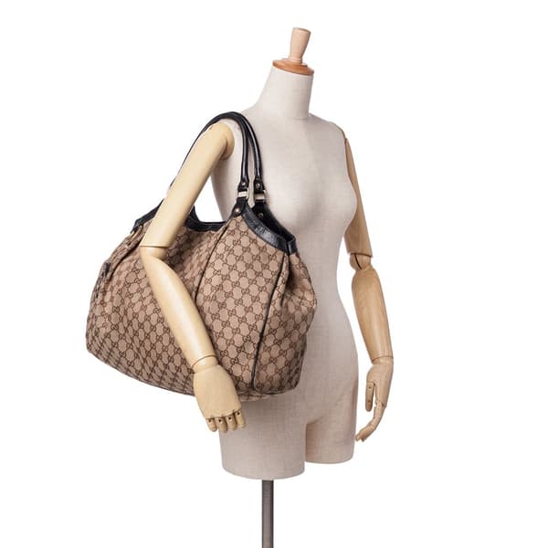 Pre-owned Gucci Large GG Canvas Sukey Tote Brown