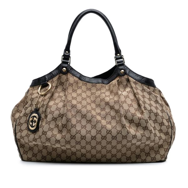 Pre-owned Gucci Large GG Canvas Sukey Tote Brown