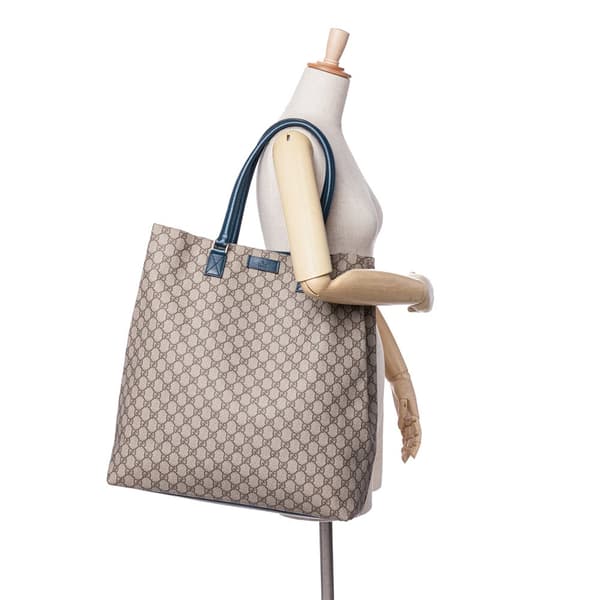 Pre-owned Gucci GG Supreme Vertical Tote Brown