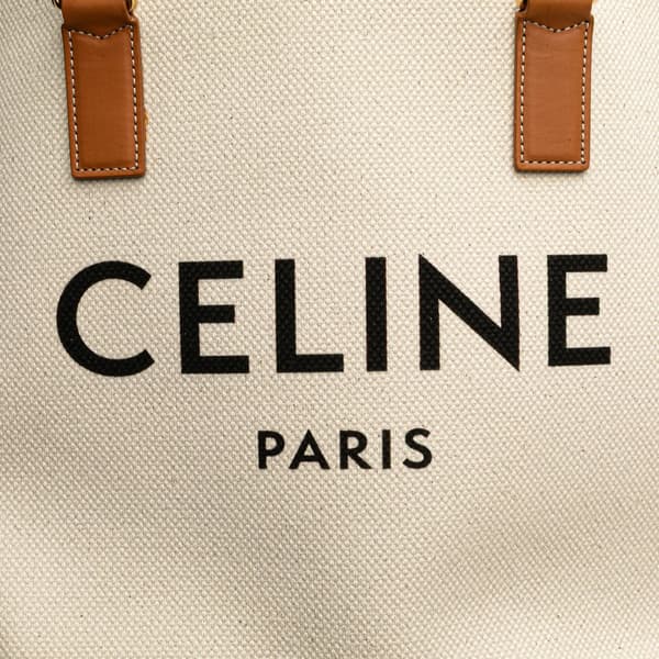 Pre-owned Celine Small Canvas Logo Print Horizontal Cabas Tote Brown