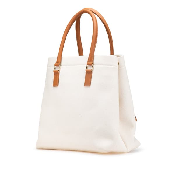 Pre-owned Celine Small Canvas Logo Print Horizontal Cabas Tote Brown