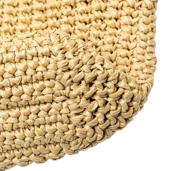 Pre-owned Prada Small Raffia Effect Crochet Embroidered Logo Tote Brown