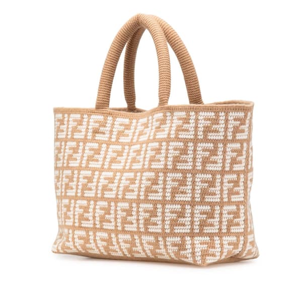 Pre-owned Fendi Large Zucca Cashmere Shopper Tote Brown