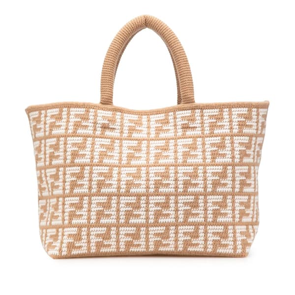Pre-owned Fendi Large Zucca Cashmere Shopper Tote Brown