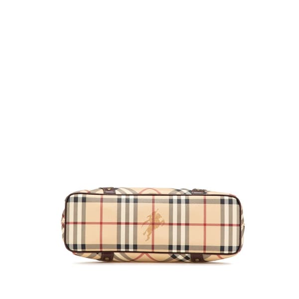 Pre-owned Burberry Haymarket Check Coated Canvas Tote Brown