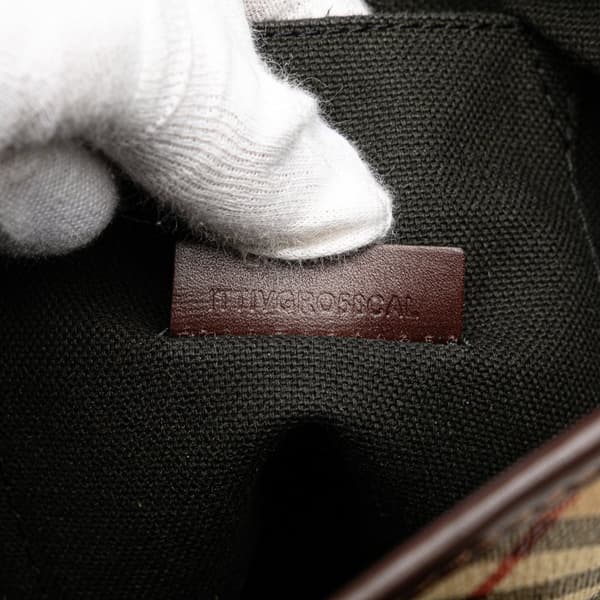 Pre-owned Burberry Haymarket Check Coated Canvas Tote Brown