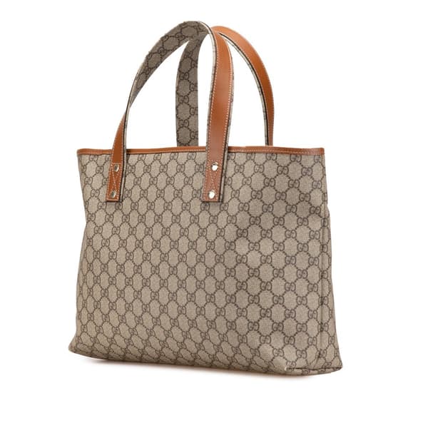 Pre-owned Gucci Medium GG Supreme Web Loop Tote Bag Brown