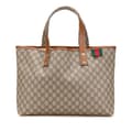 Miniatyrbillede 1 af 10: Pre-owned Gucci Medium GG Supreme Web Loop Tote Bag Brown