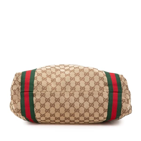 Pre-owned Gucci GG Canvas Web Tote Brown