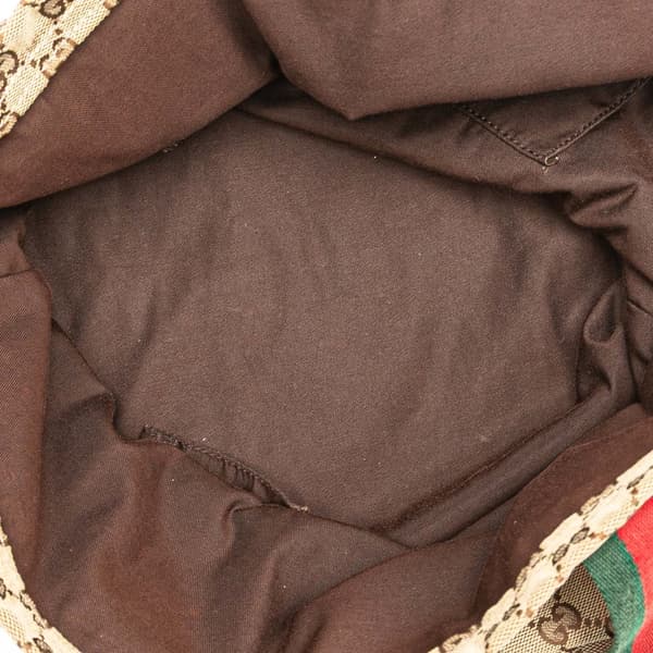 Pre-owned Gucci GG Canvas Web Tote Brown