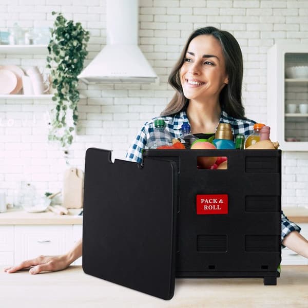 Kundvagn - Relaxdays - Fällbar - 35 kg - Teleskophandtag - 50 L - Röd/Svart