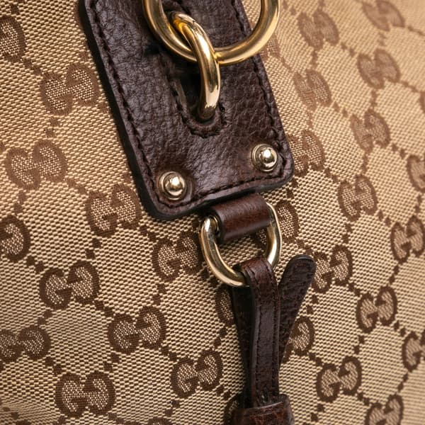 Pre-owned Gucci GG Canvas GG Charm Tote Brown