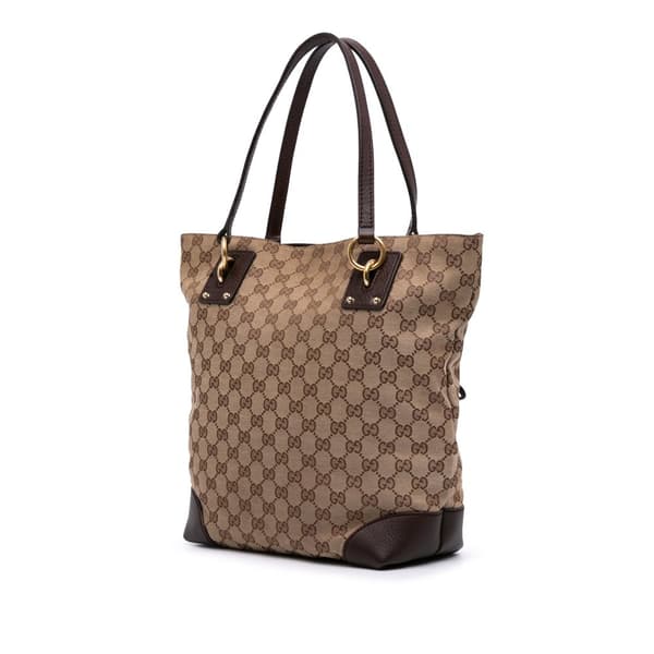 Pre-owned Gucci GG Canvas GG Charm Tote Brown