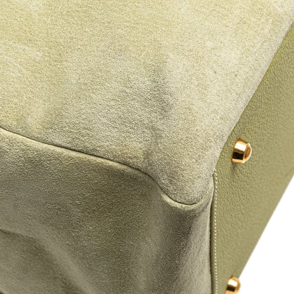 Pre-owned Gucci Suede Shopper Tote Green
