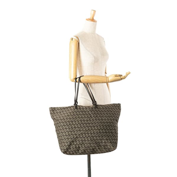 Pre-owned Fendi Zucchino Canvas Tote Brown