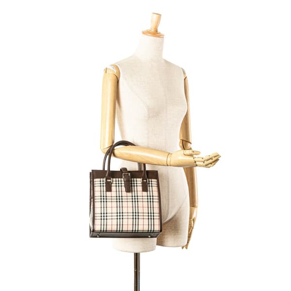 Pre-owned Burberry House Check Canvas Tote Brown