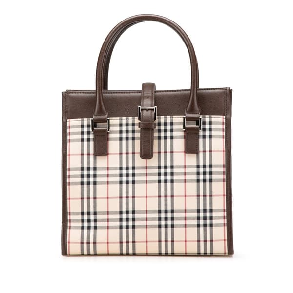 Pre-owned Burberry House Check Canvas Tote Brown
