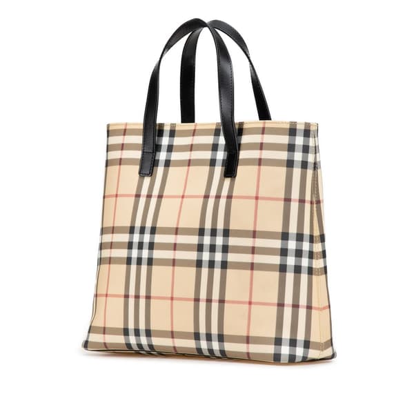 Pre-owned Burberry House Check Canvas Tote Brown