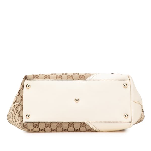 Pre-owned Gucci Medium GG Canvas New Britt Tote Brown