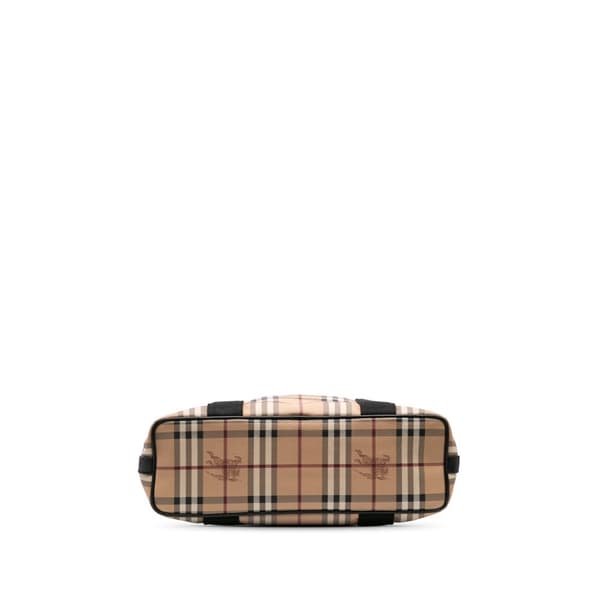 Pre-owned Burberry Haymarket Check Coated Canvas Vertical Tote Brown