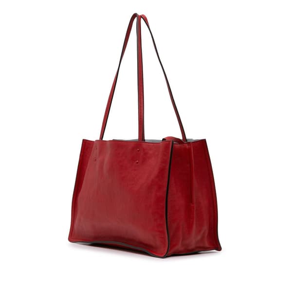Pre-owned Prada Glace Calf Etiquette Tote Red