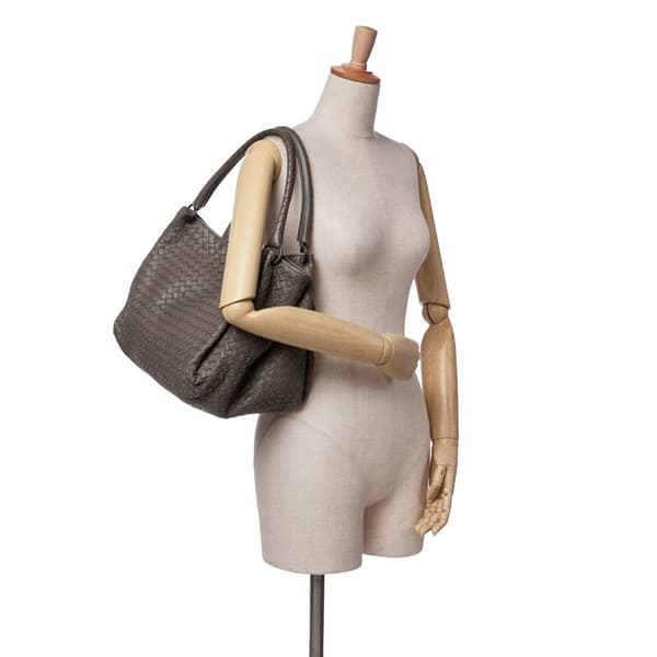 Pre-owned Bottega Veneta Nappa Intrecciato Parachute Tote Gray