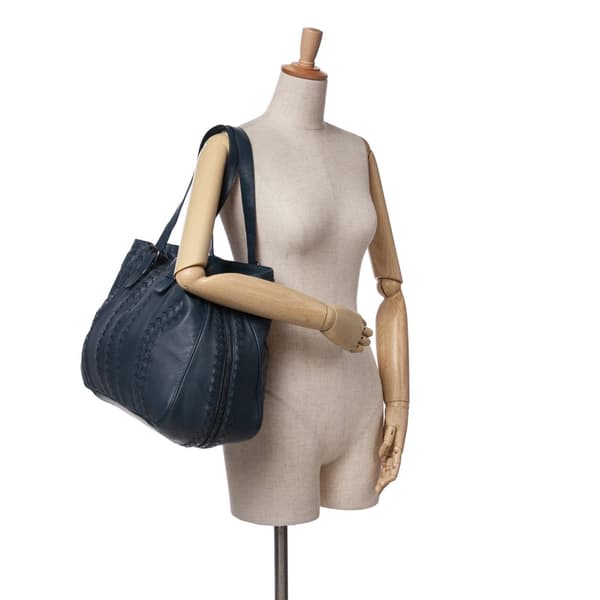 Pre-owned Bottega Veneta Nappa Intrecciato Tote Blue