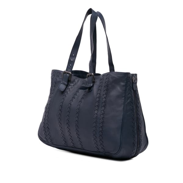 Pre-owned Bottega Veneta Nappa Intrecciato Tote Blue
