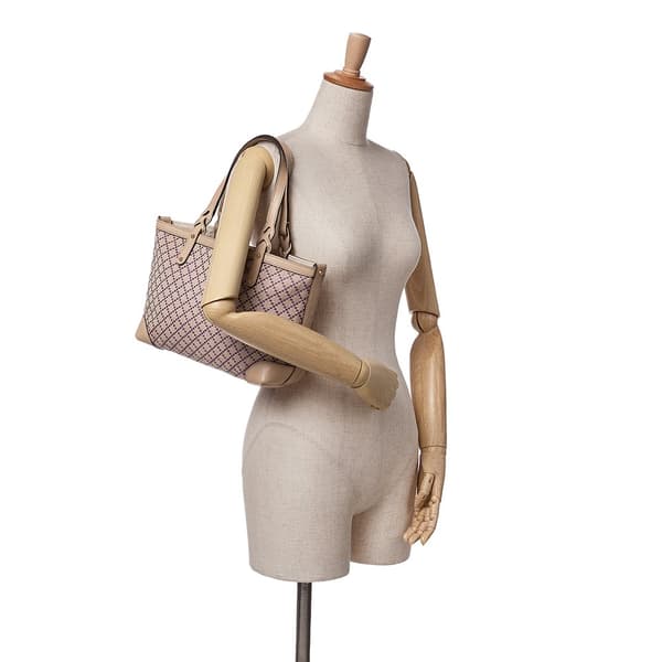 Pre-owned Gucci Diamante Canvas Craft Tote Brown