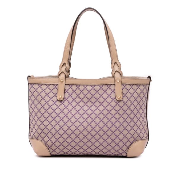 Pre-owned Gucci Diamante Canvas Craft Tote Brown