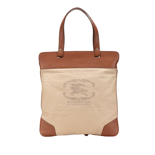 Pre-owned Burberry Canvas Stowell Roll Up Tote Brown