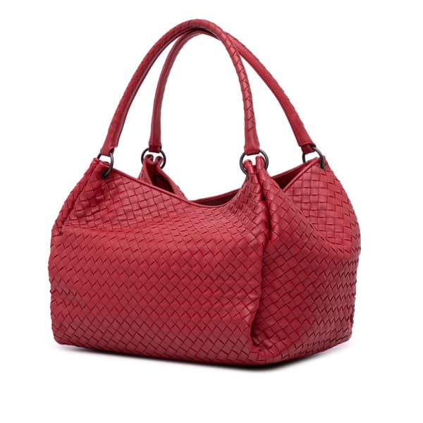 Pre-owned Bottega Veneta Nappa Intrecciato Parachute Tote Red