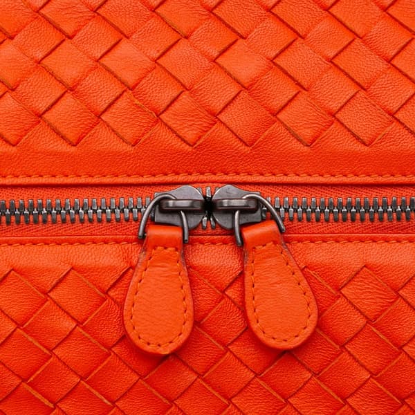 Pre-owned Bottega Veneta Nappa Intrecciato Brick Tote Orange