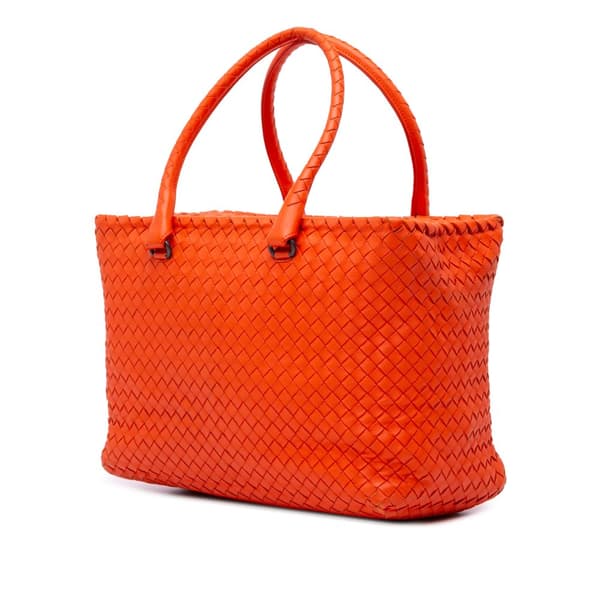 Pre-owned Bottega Veneta Nappa Intrecciato Brick Tote Orange