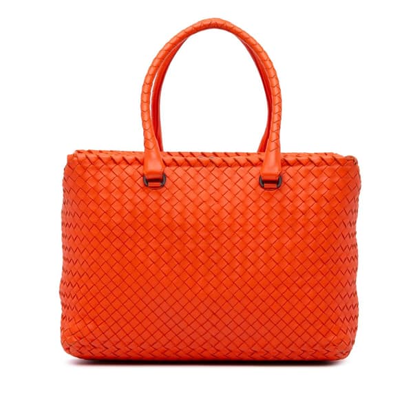 Pre-owned Bottega Veneta Nappa Intrecciato Brick Tote Orange