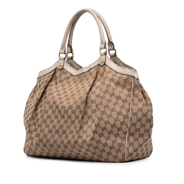 Pre-owned Gucci Large GG Canvas Sukey Tote Brown