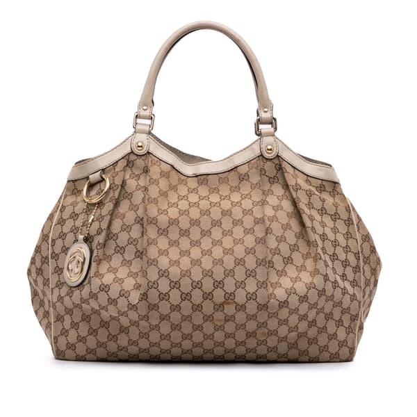 Pre-owned Gucci Large GG Canvas Sukey Tote Brown
